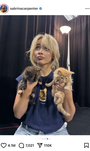 Sabrina holding 2 kittens